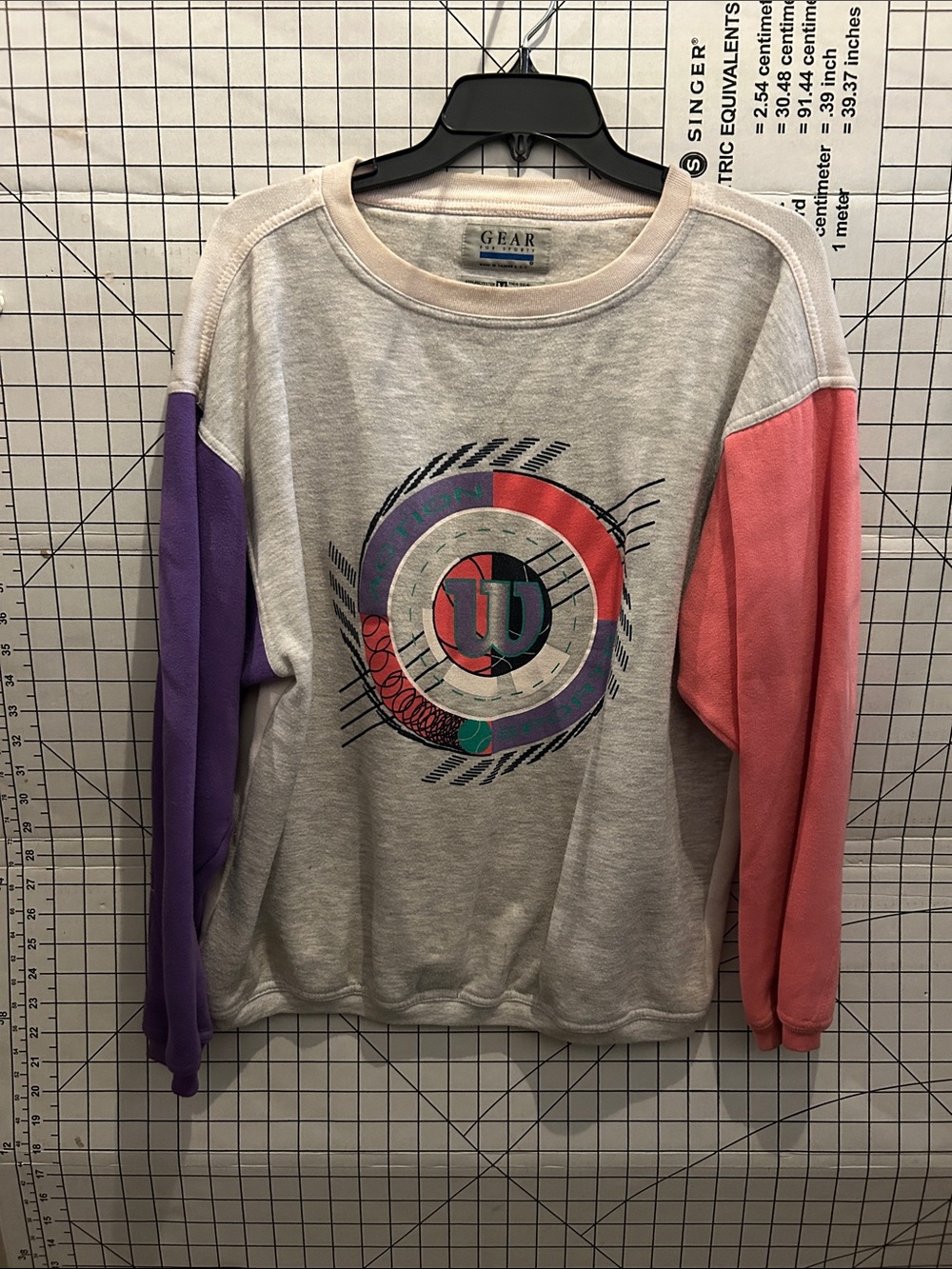 GEAR Vintage Tennis Crewneck Sweatshirt with Colorblock Sleeves